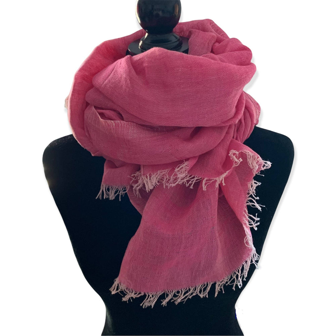 Écharpe en lin tissée à la main - Rose
