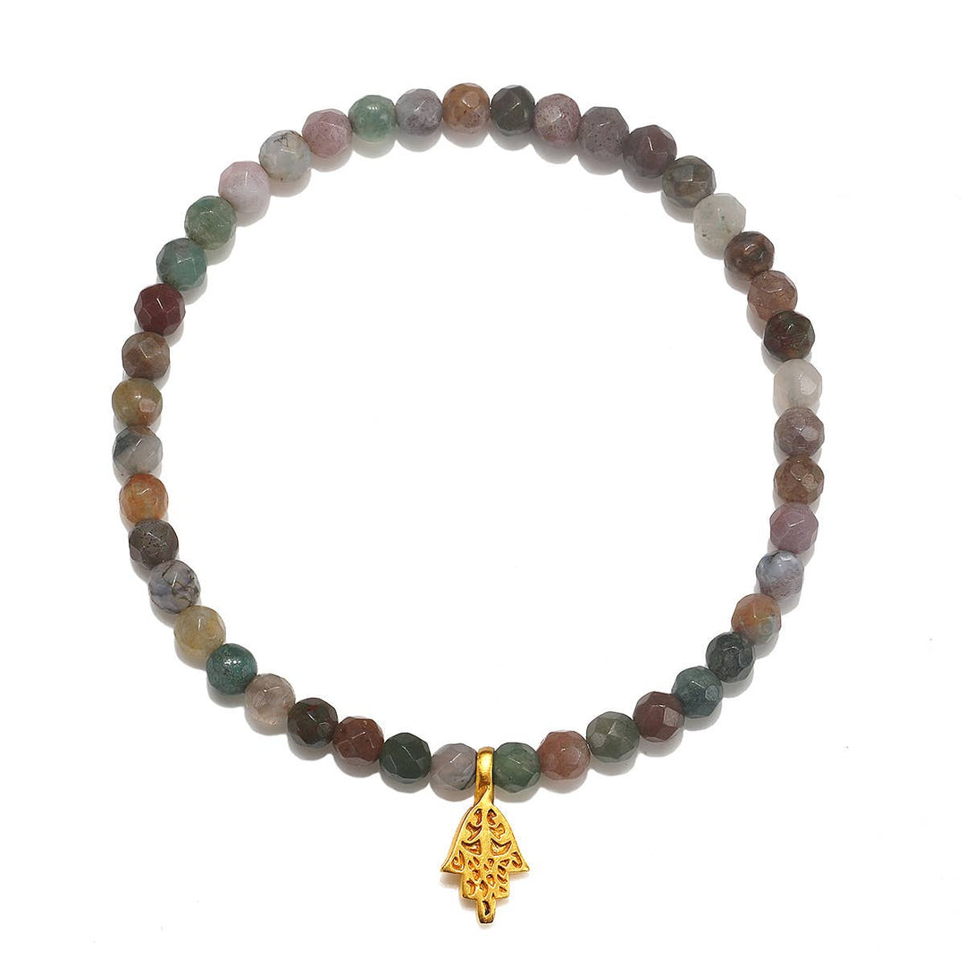 4mm Fancy Jasper Hamsa Stretch Bracelet