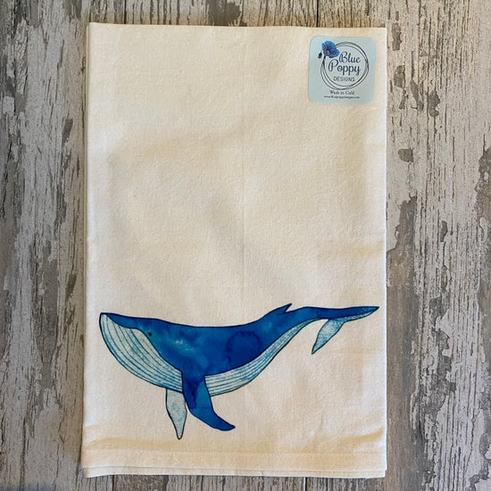 Dish Towel - Watercolour Whale - White
