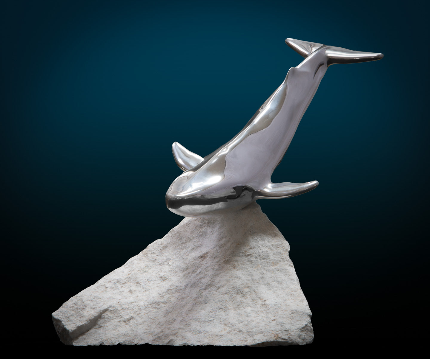Sculpture Baleine Bleue en Aluminium