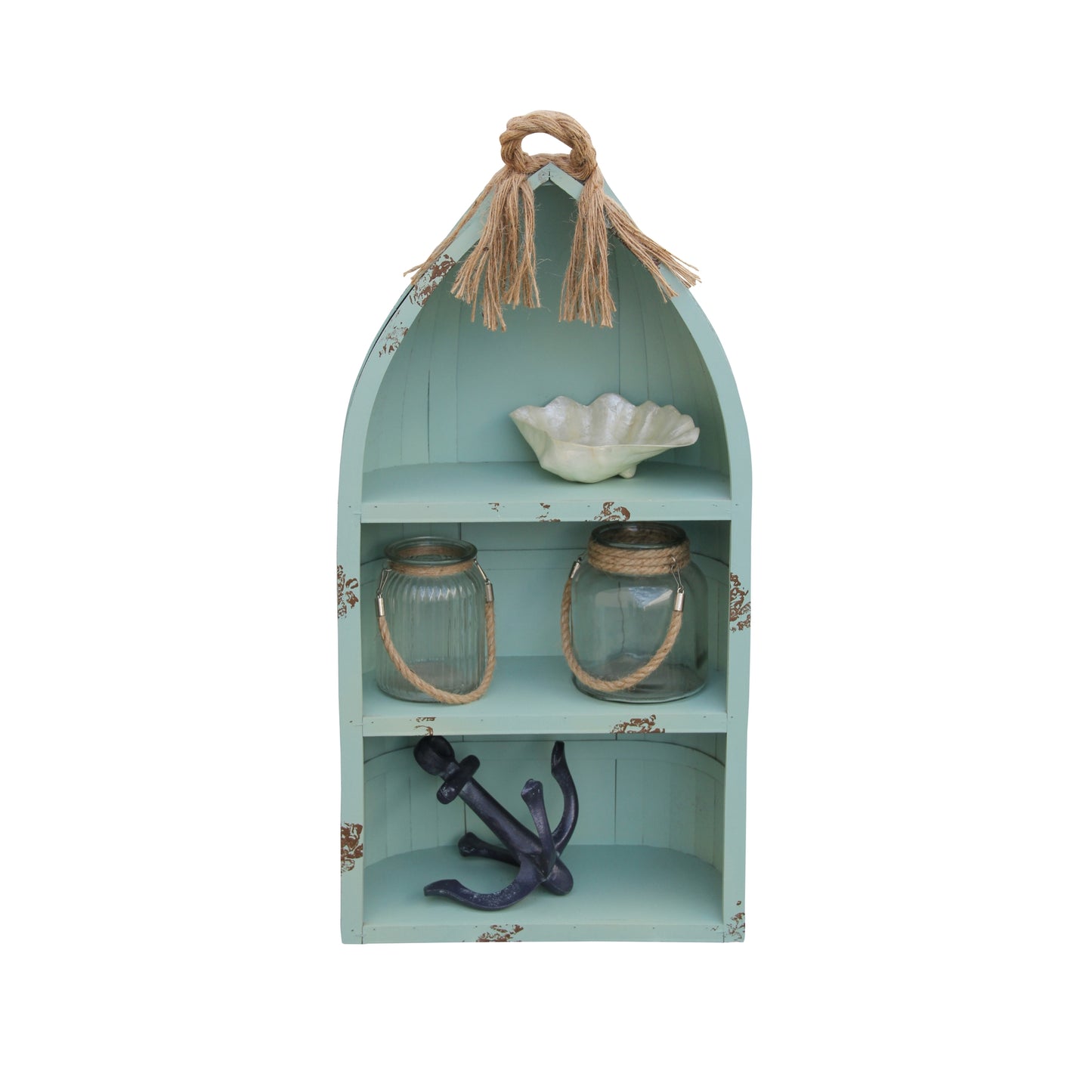 Canoe Styled Shelf with Rope Accent