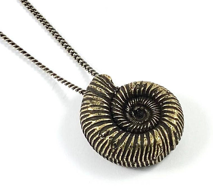 Collier d'ammonite en laiton antique