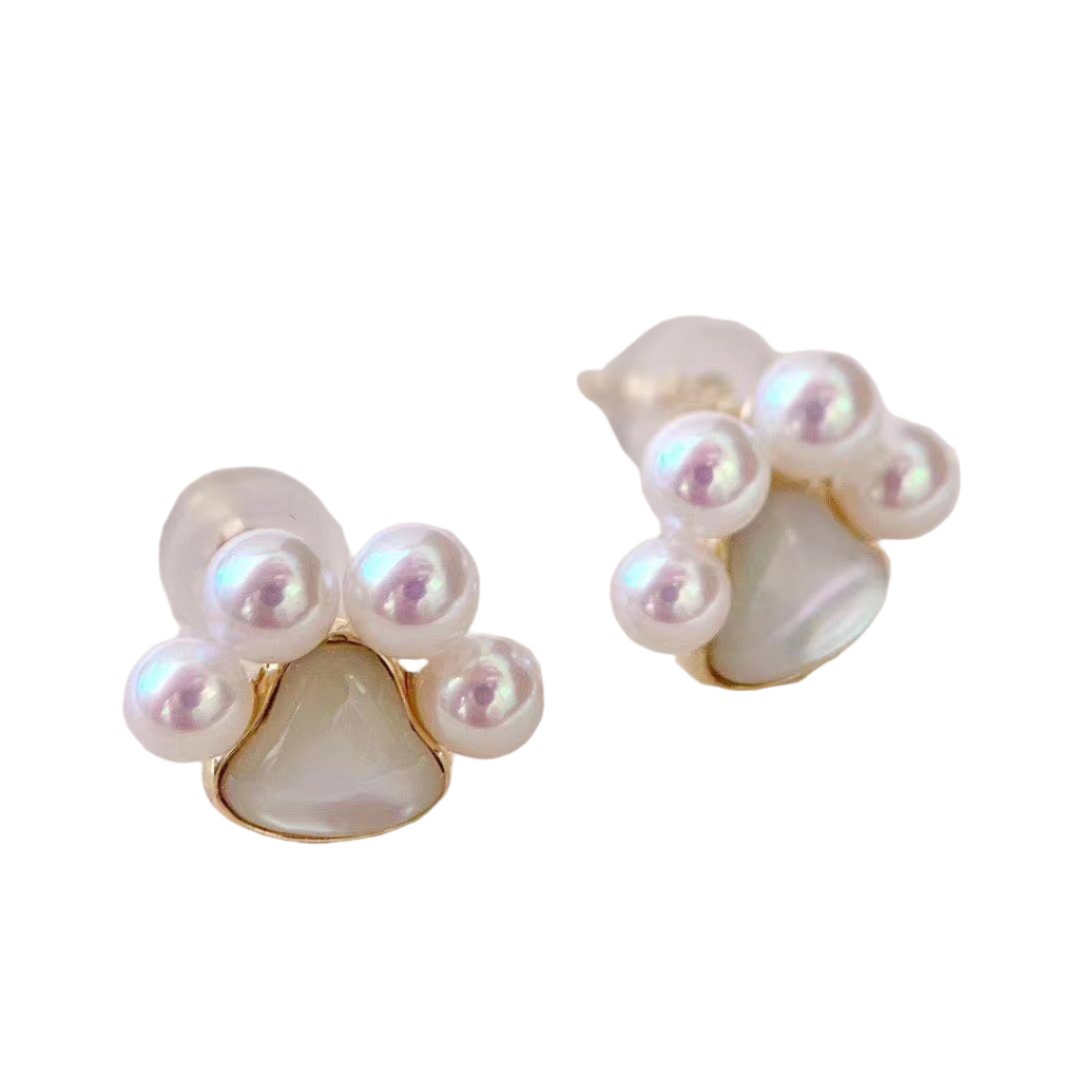 14K Vermeil Little Paw Freshwater Pearl Earrings