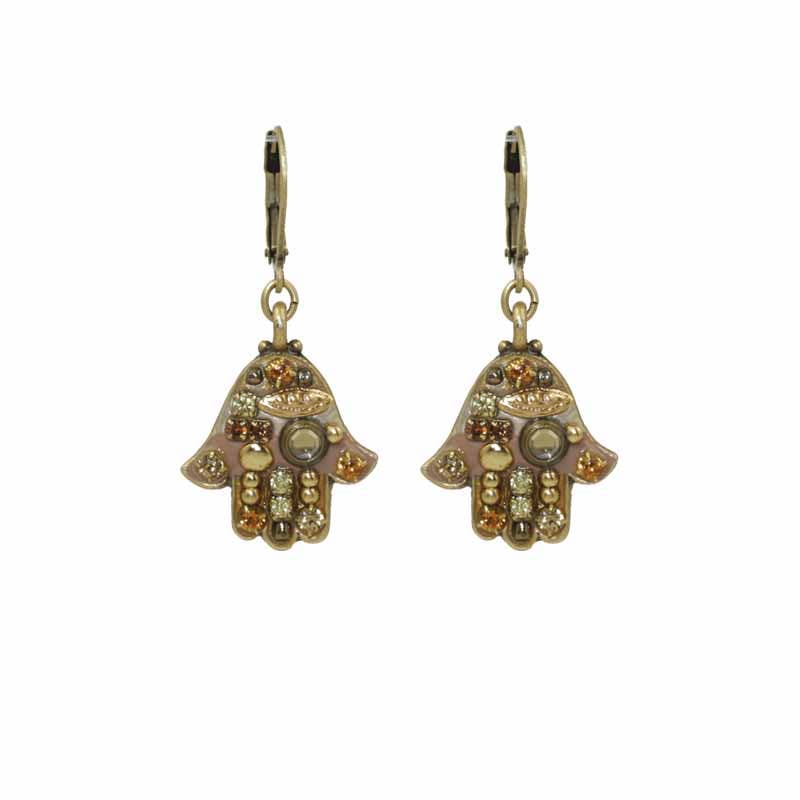 Boucles d'oreilles Hamsa multicolores et dorées