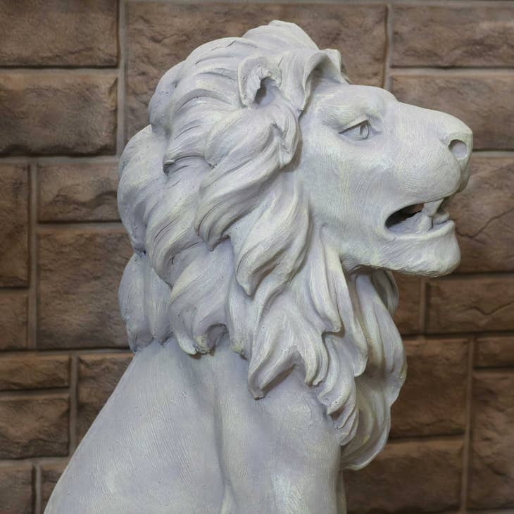 30'' Noble Beast Sitting Lion Outdoor Statue