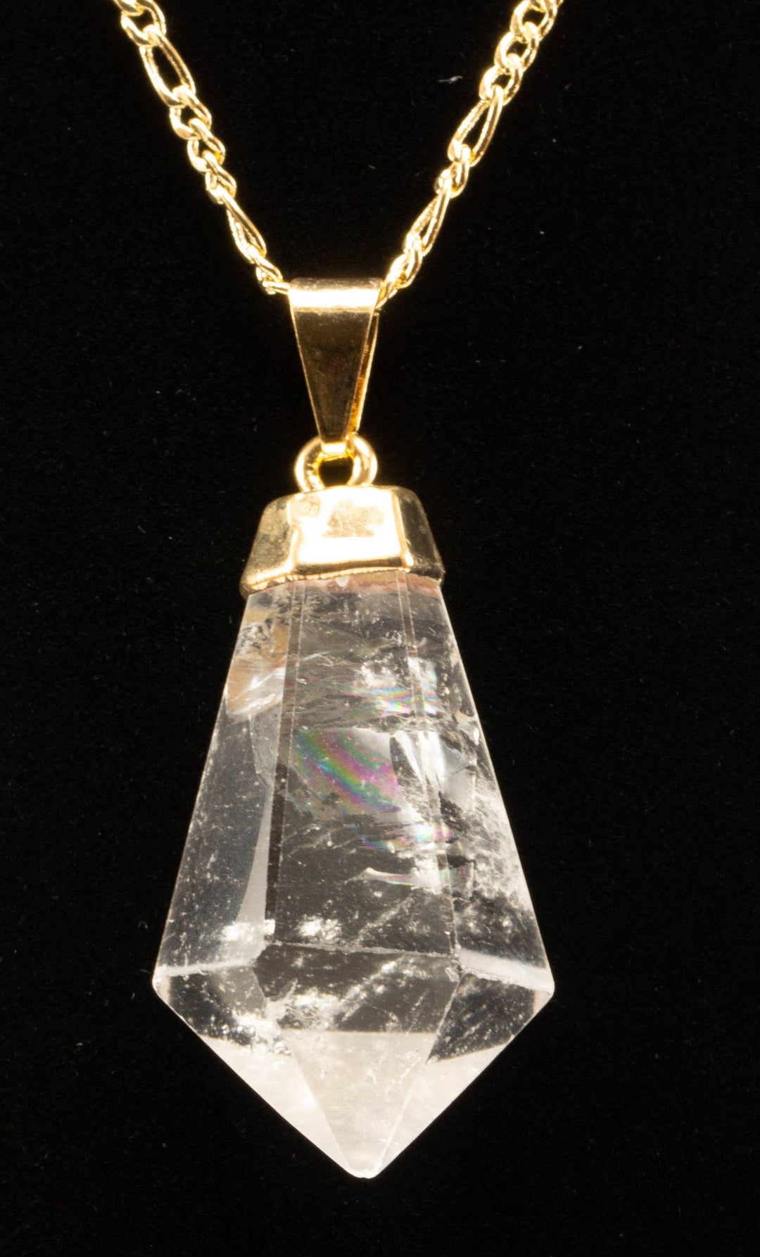Pendentif plaqué or à pointe de quartz