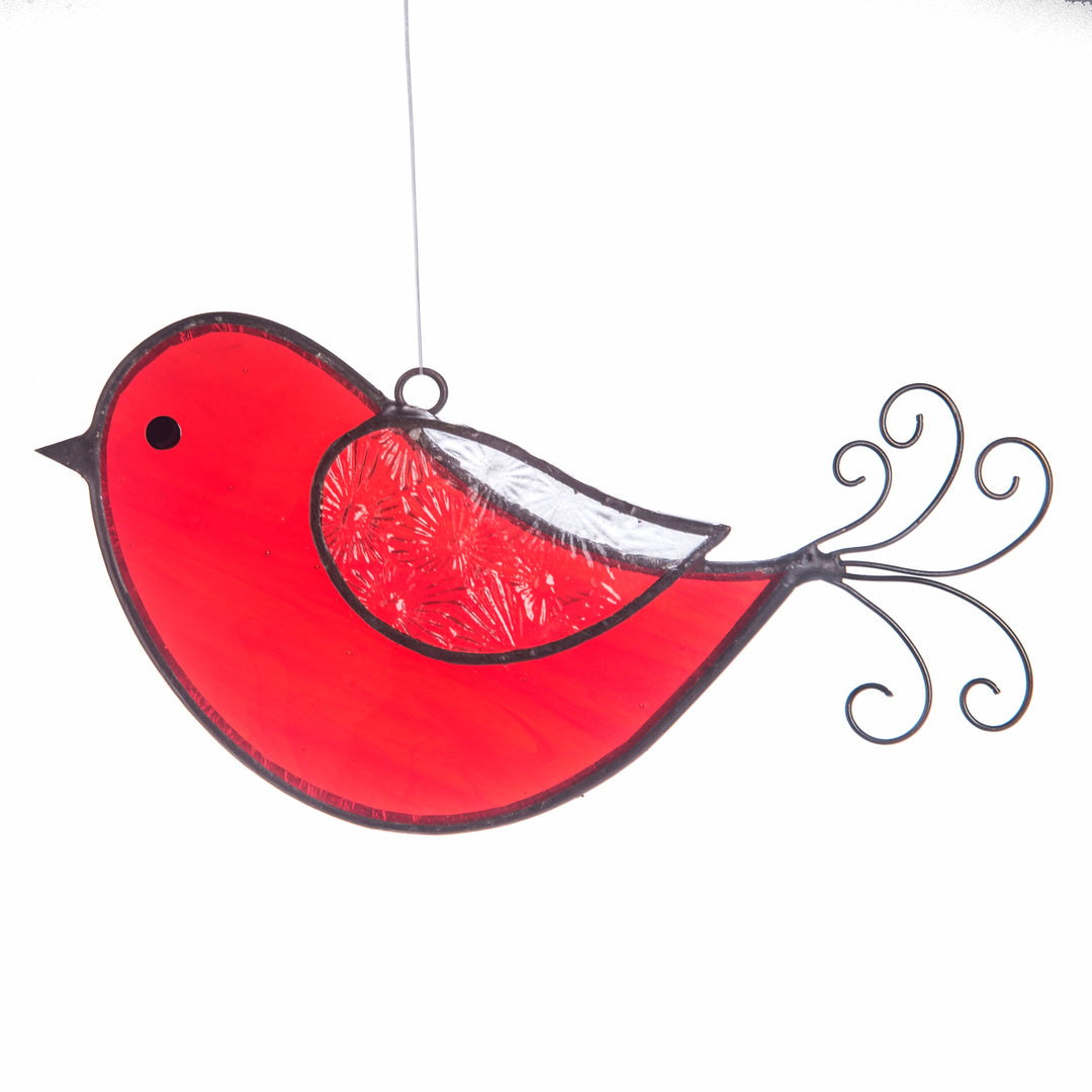 Bird Sun Catcher Ornament J Devlin Glass Art - Red