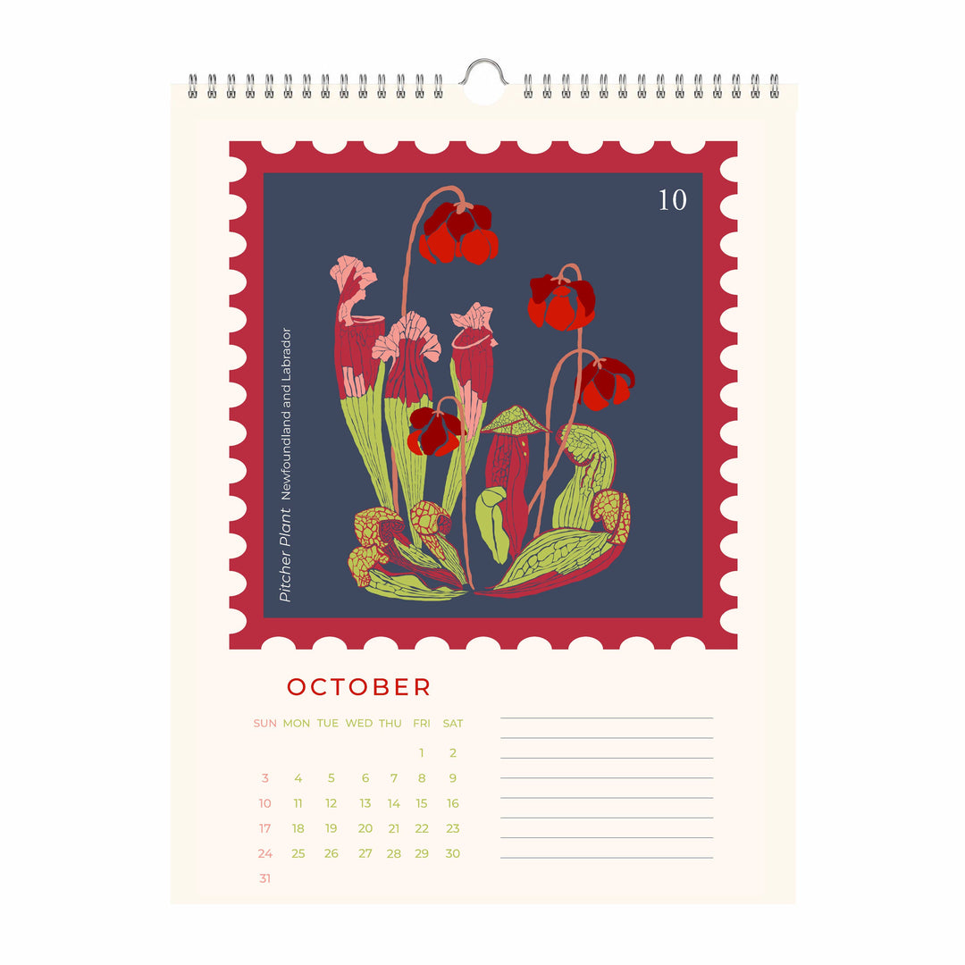 Oh Floral Canada 2027 Botanical Stamp Wall Calendar