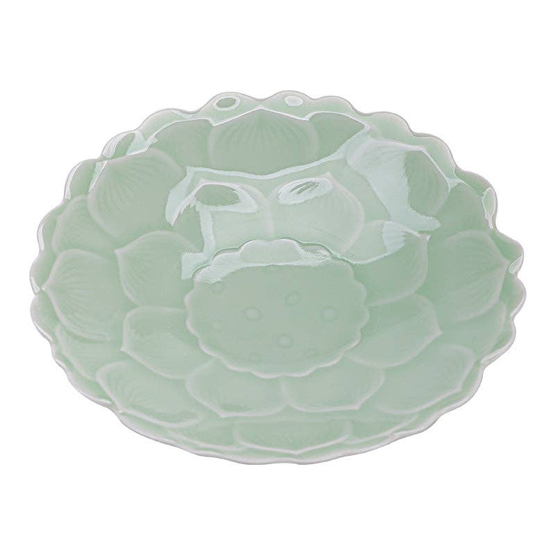 Traditional Japanese Glazed Fruit Nuts Small Plate - Lotus Light Green / each