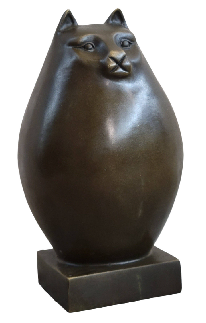 Fat Cat Abstract Bronze Modern Art Sculpture by Fernando Botero