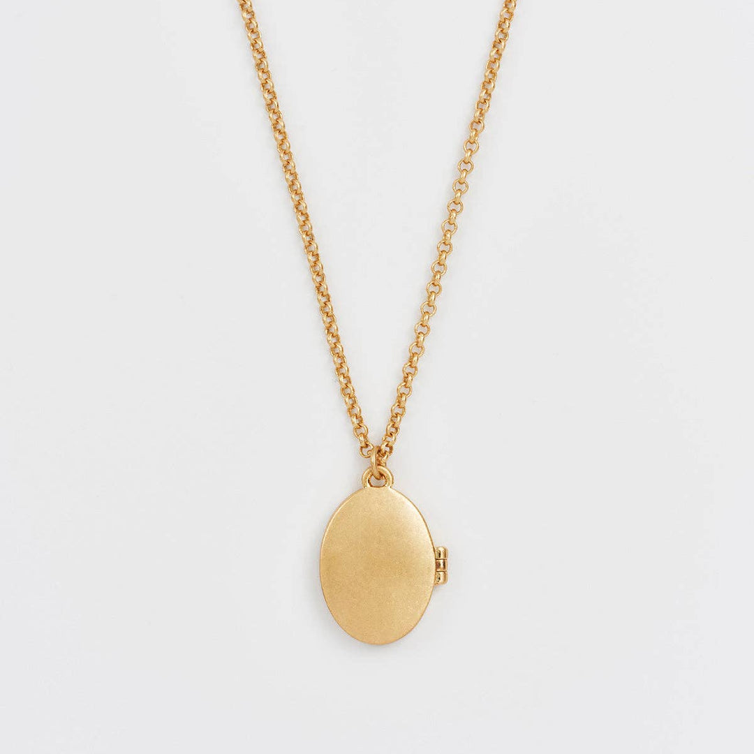 Robin & Blackberry Gold Oval Locket Chain Necklace