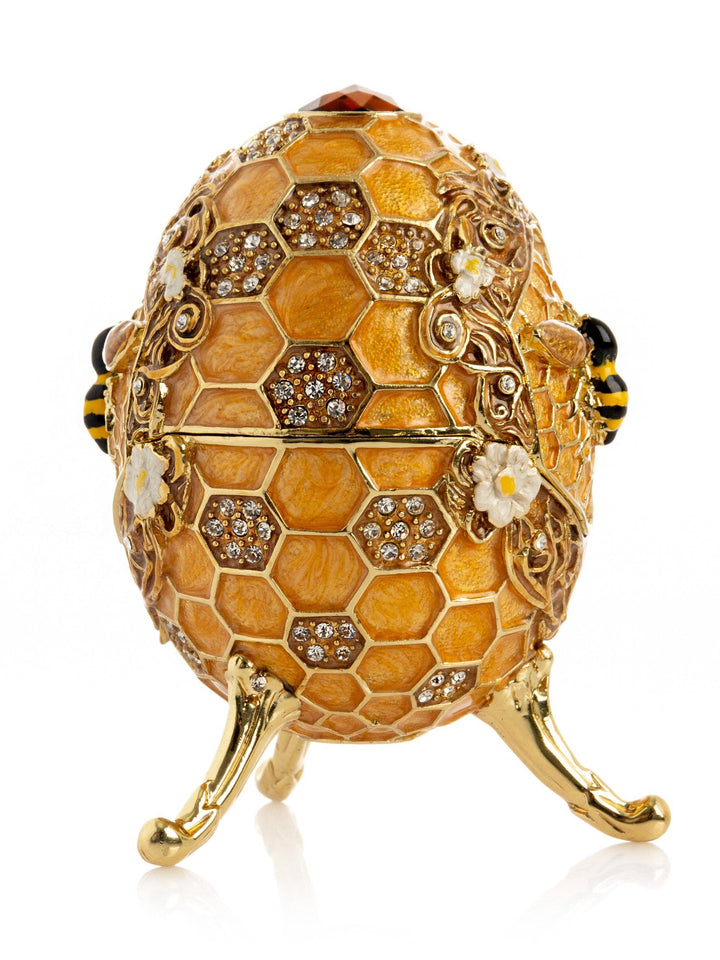 Easter Egg Honeycomb with Bees Hive trinket box