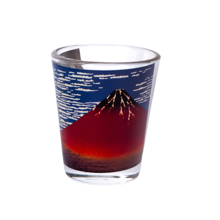 2oz 3"H Glass Sake Cup Shot Red Fuji