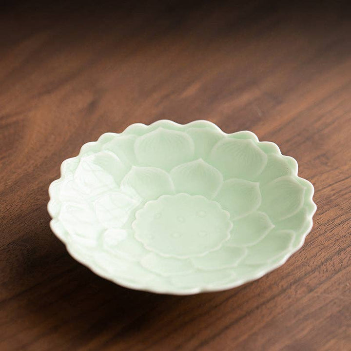 Traditional Japanese Glazed Fruit Nuts Small Plate - Lotus Light Green / each