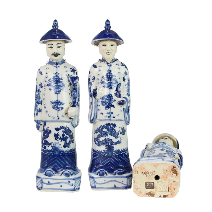 Blue And White Qing Emperors of 3 Generations Large - Set of 3