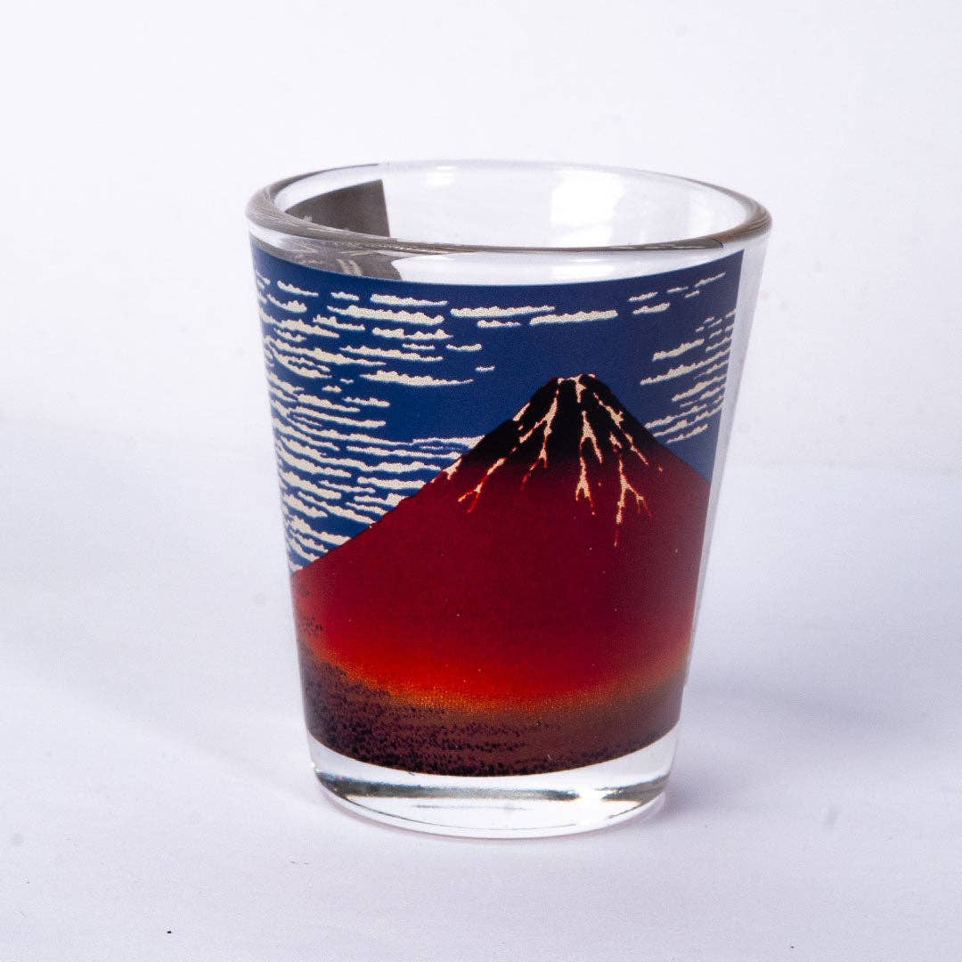 2oz 3"H Glass Sake Cup Shot Red Fuji