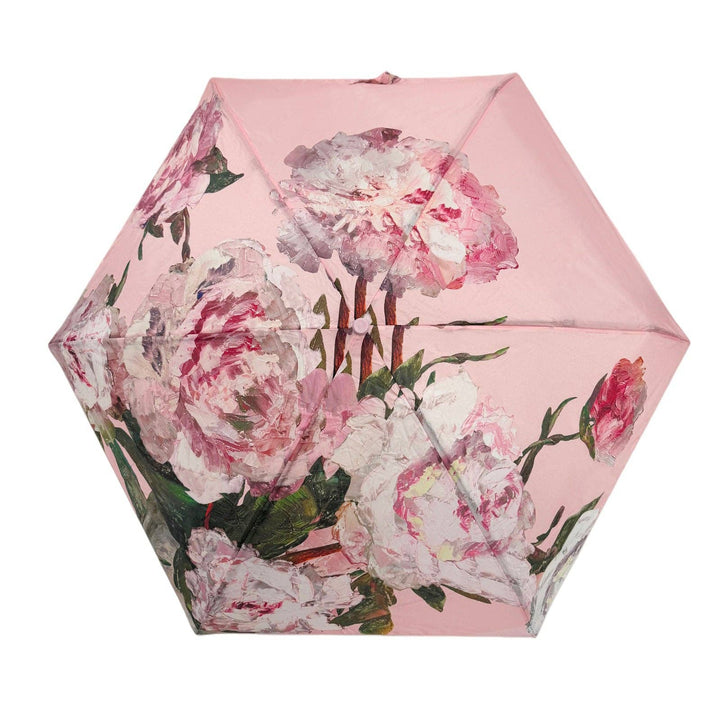 Pink Peonies Floral Umbrella with Travel Case (Mini)