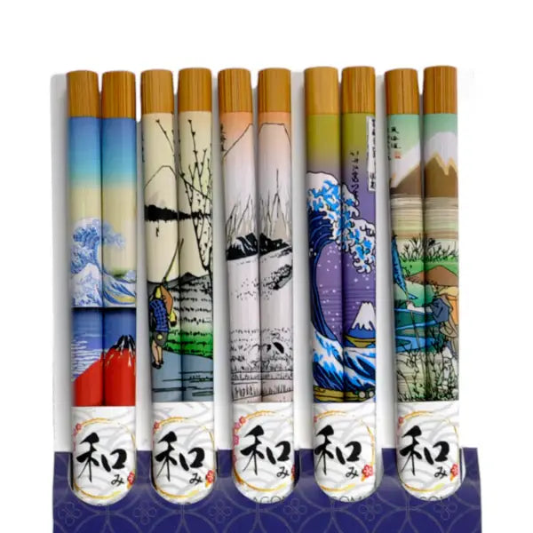 5 Piece Chopsticks Set Hokusai Art with Gift Box