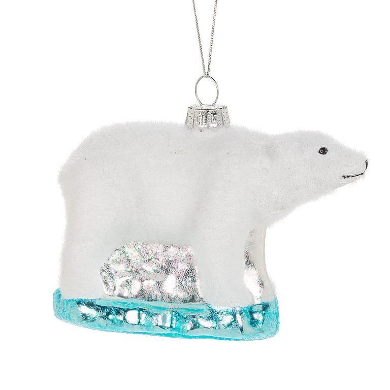 Flocked Polar Bear Ornament