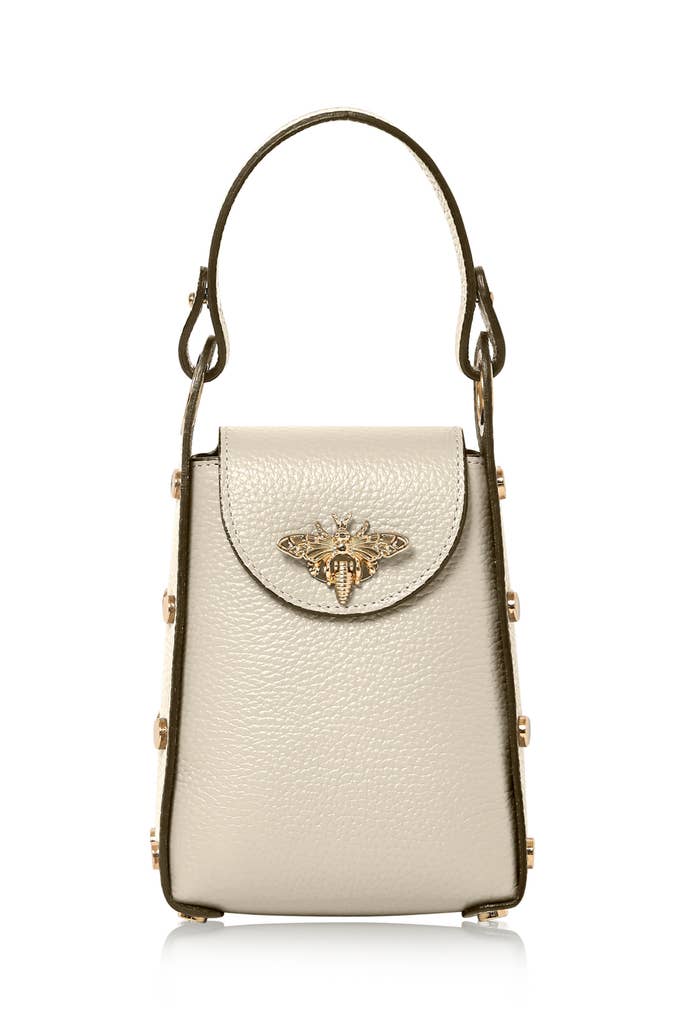 Italian Genuine Leather Mini Bee Bag with Gold Chain Strap