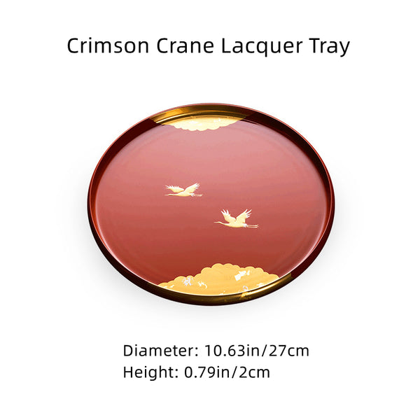 Yamanaka Shikki Circular Cranes Resin Tray- Crimson