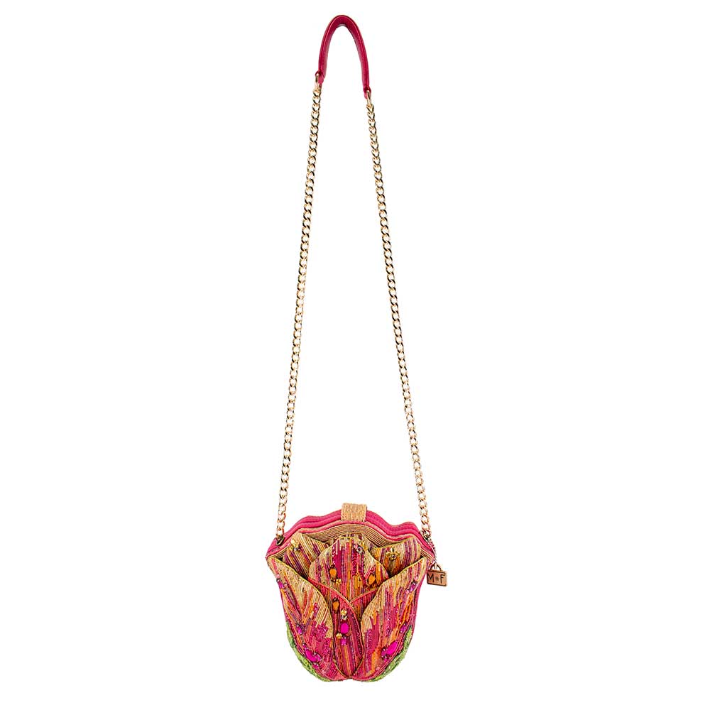 Treasured Tulip Beaded Flower Crossbody Shoulder Handbag