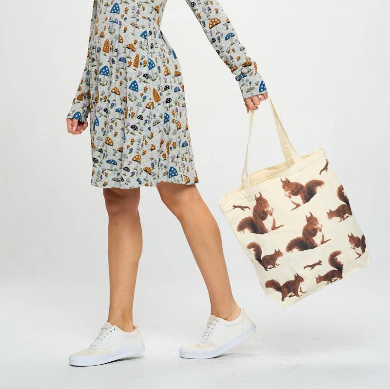 Squirrel Print Tote Bag