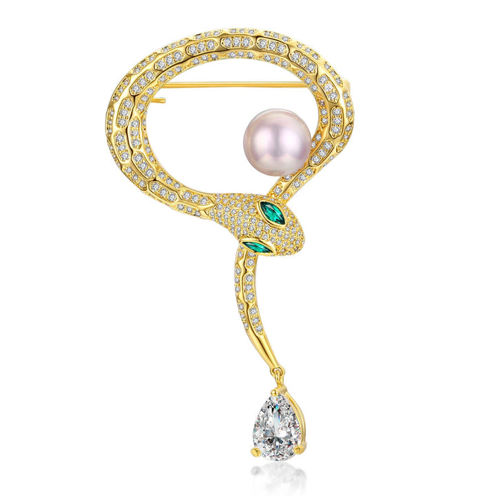 Snake Charmer Edison Pearl Brooch: Champagne