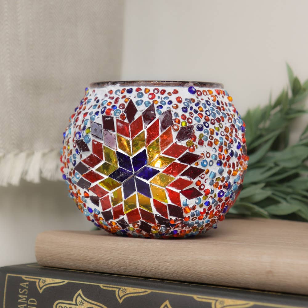 Turkish Mosaic Handmade Candle Holder (Multicolor Star)