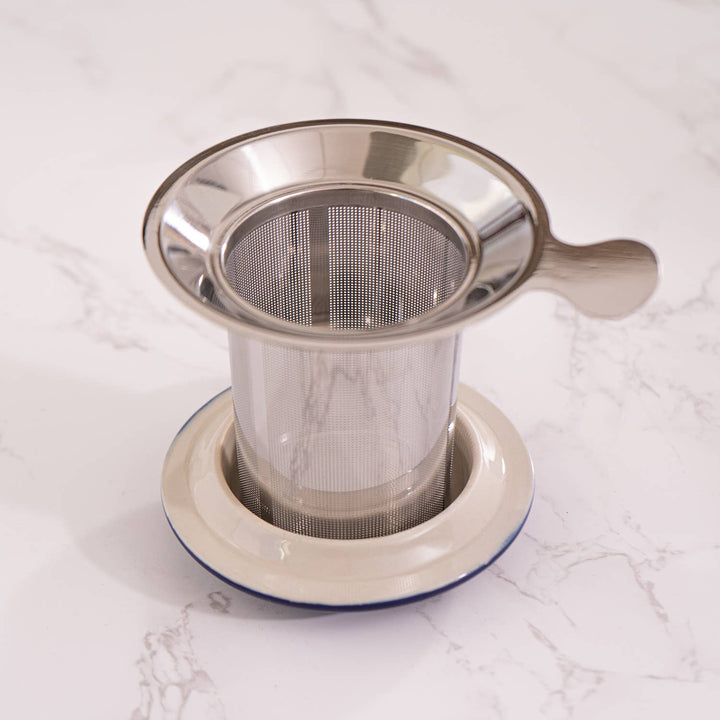Japanese Crane Design 15oz Tea Mugs with Lid and Infuser