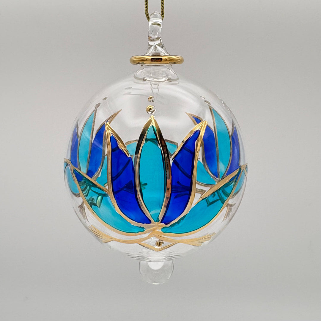 Blown Glass Ornament - Blue Lotus