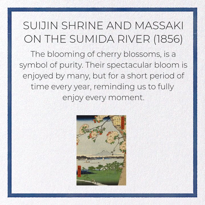 SUIJIN SHRINE AND MASSAKI ON THE SUMIDA RIVER (1856): Japanese Greeting Card