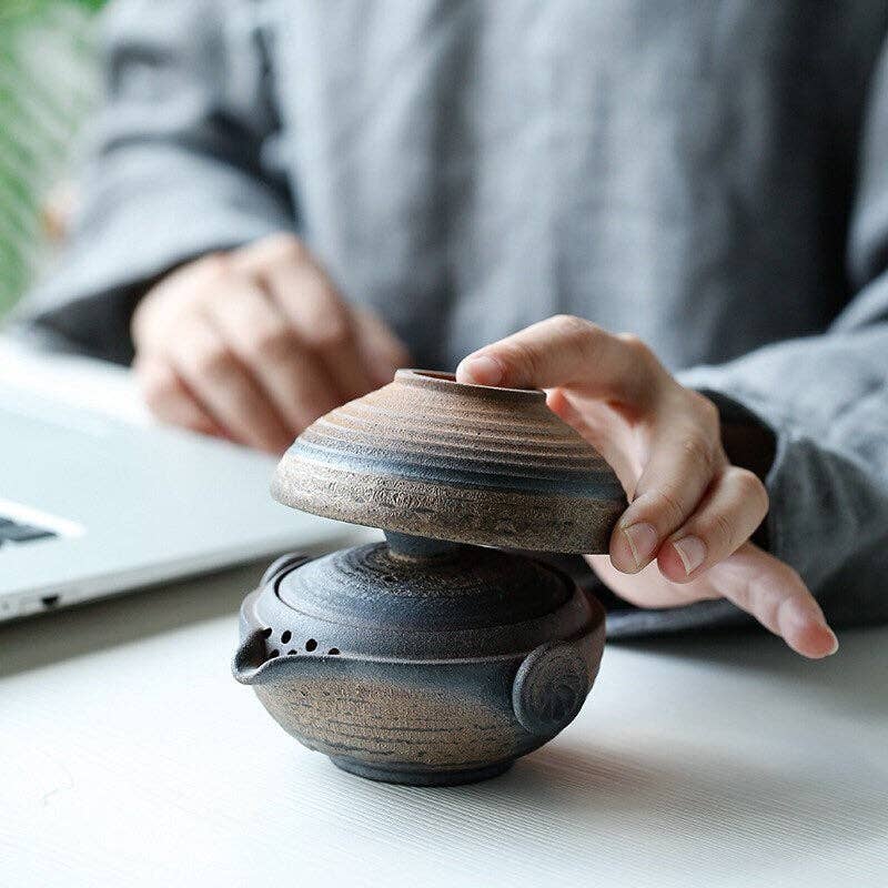 Handmade Ceramic Gaiwan Tea Set (Short version) Shiboridashi Teapot