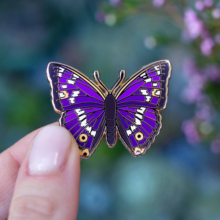 Purple Emperor Butterfly Enamel Pin