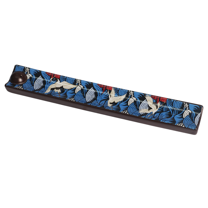 Ceramic Incense Holder Japanese Crane Waves