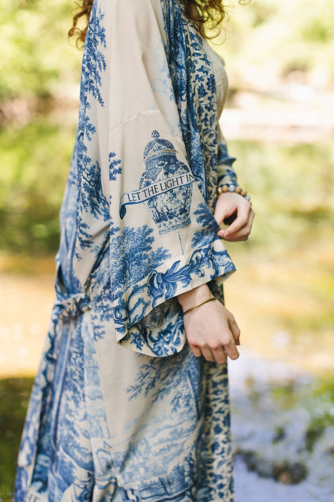 Let The Light In Opera Duster Kimono Robe w/ Delft Print