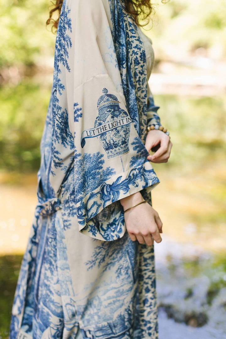 Let The Light In Opera Duster Kimono Robe w/ Delft Print