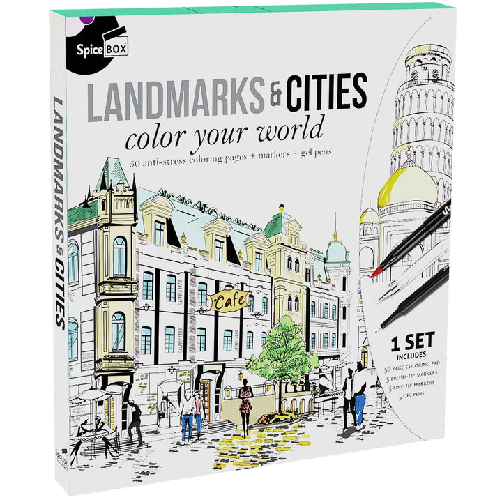 Sketch Plus Landmarks & Cities Coloring Book Complete Set