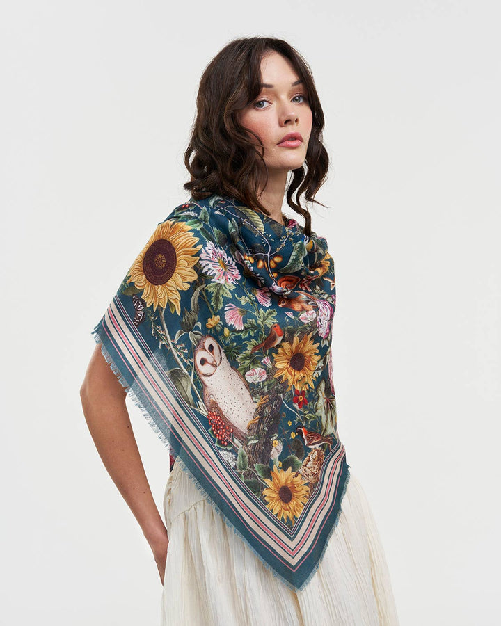 Botanical Green Long Scarf