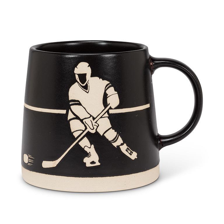 Wide Base Mug with Hockey Players