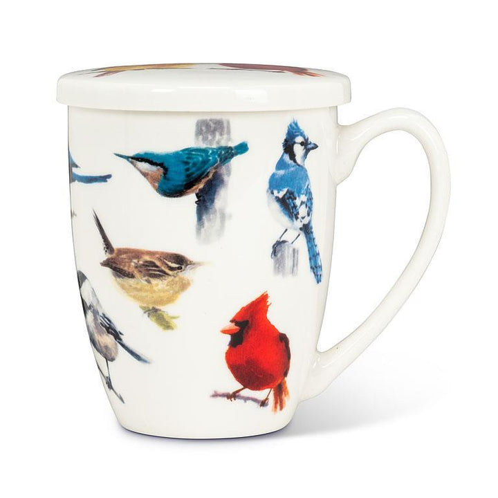 Tasse et passoire couvertes d'oiseaux d'Amérique du Nord