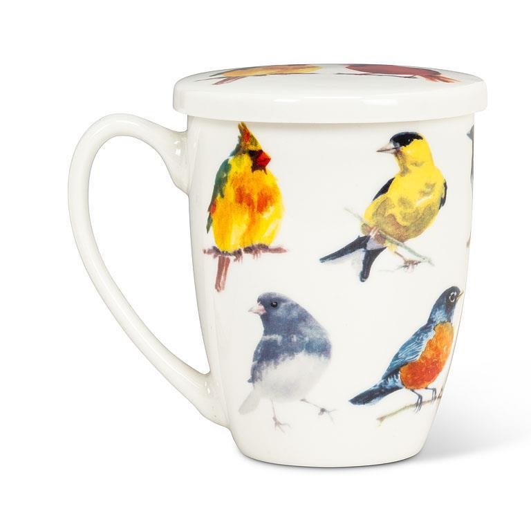 Tasse et passoire couvertes d'oiseaux d'Amérique du Nord