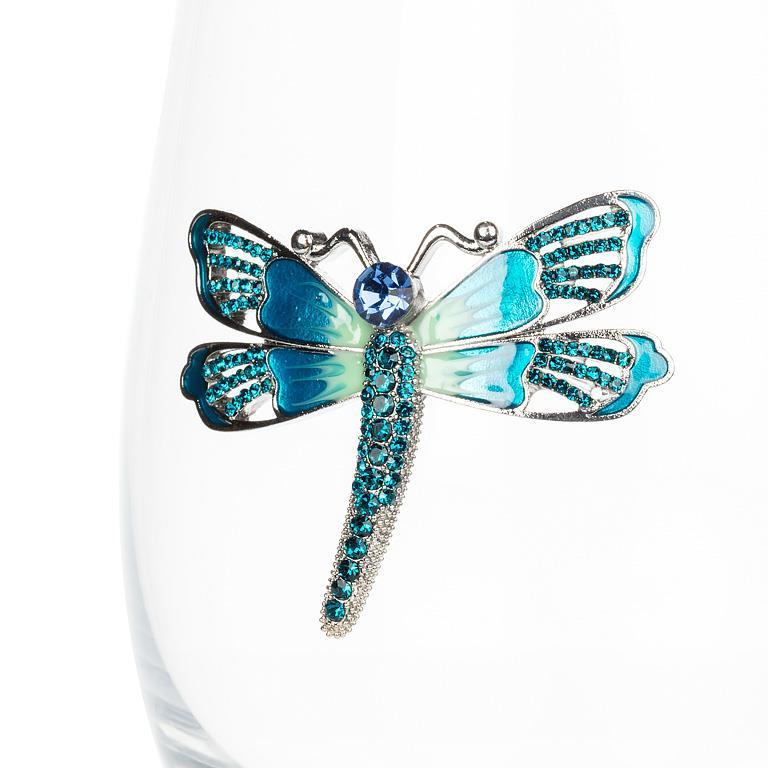Stemless Wine Glass with Jewelled Dragonfly