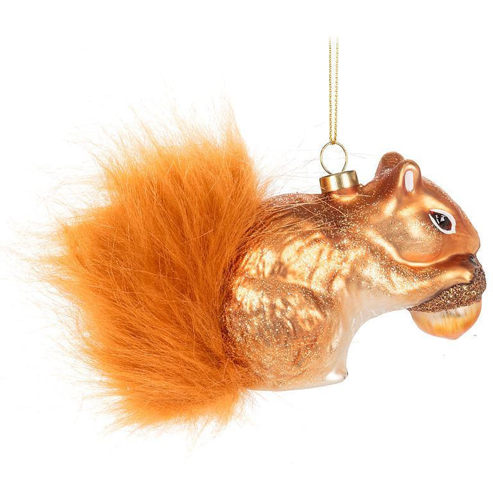 Red Squirrel with Fur Tail Ornament