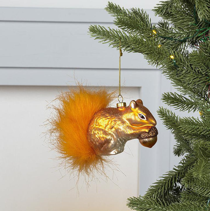 Red Squirrel with Fur Tail Ornament