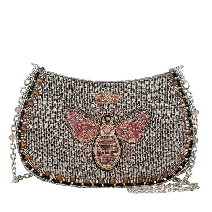 Crystal Buzz Beaded Bee with Crown Crossbody handbag
