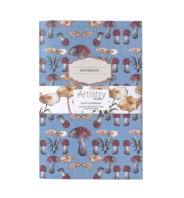 Amanita & Pink Mushroom Notebooks, Set of 2