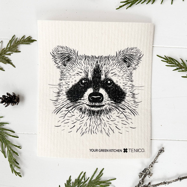 Sponge Cloth / Raccoon / Reusable Cloth