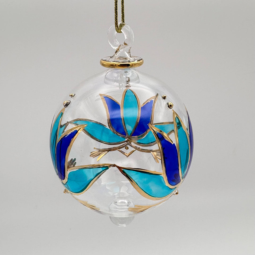 Blown Glass Ornament - Blue Lotus