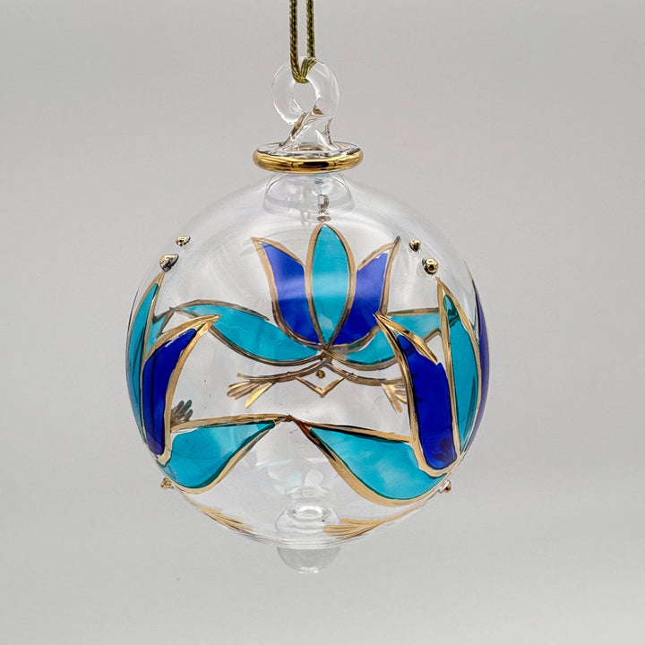 Blown Glass Ornament - Blue Lotus